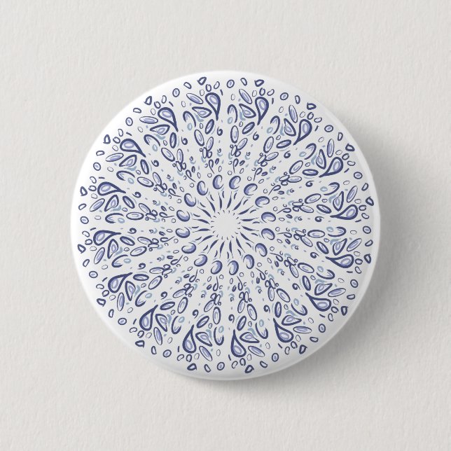 Blue mandala pattern button (Front)