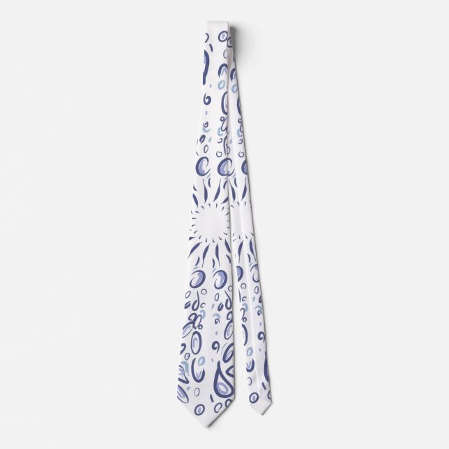 Blue mandala pattern neck tie (Front)