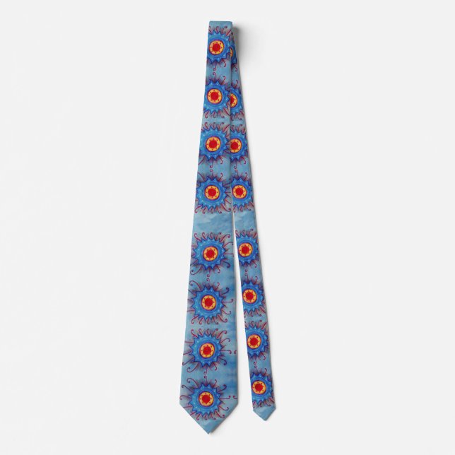 Blue Mandala Pattern  Tie (Front)