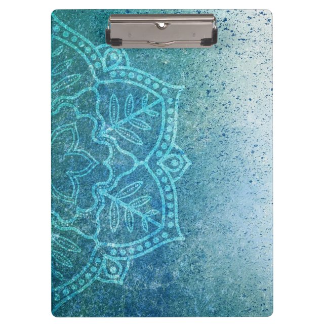 Blue Mandala Personalized Clipboard (Front)