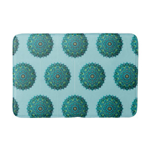 Blue Mandala Repeating Pattern Bath Mat