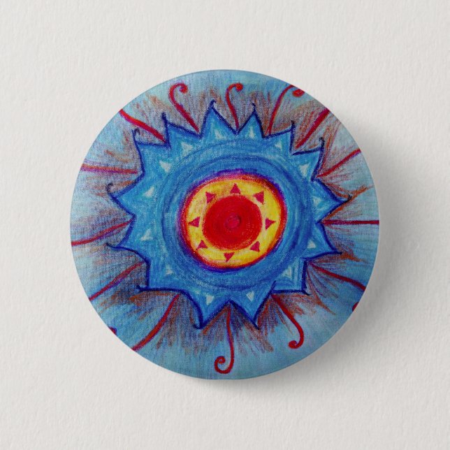 Blue Mandala Round Badge Button (Front)