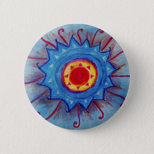 Blue Mandala Round Badge Button