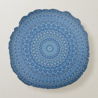 Blue Mandala Round Pillow