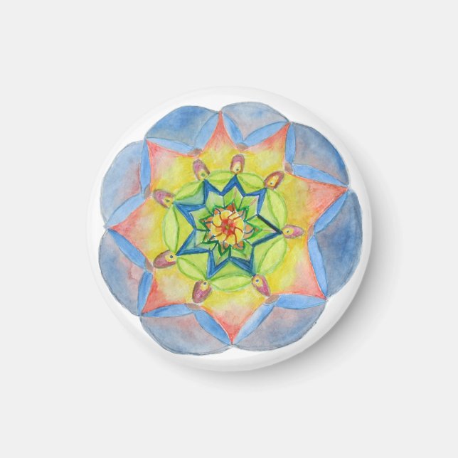 Blue mandala  Small, 1¼ Inch Round Magnet (Front)