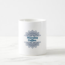 Blue Mandala Split Pattern Morning Coffee Ceramic