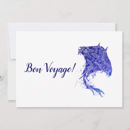 Blue Mandala Stingray Bon Voyage Card