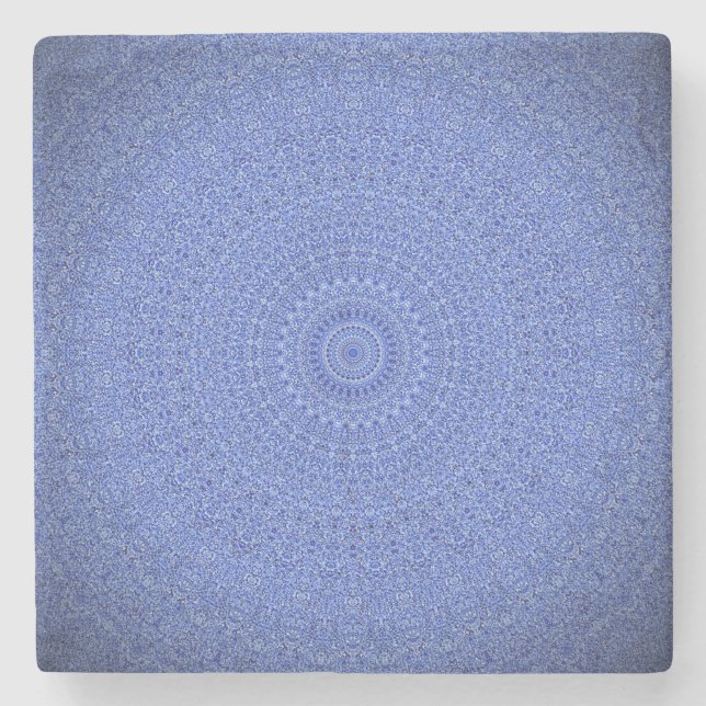 Blue Mandala Stone Coaster (Front)
