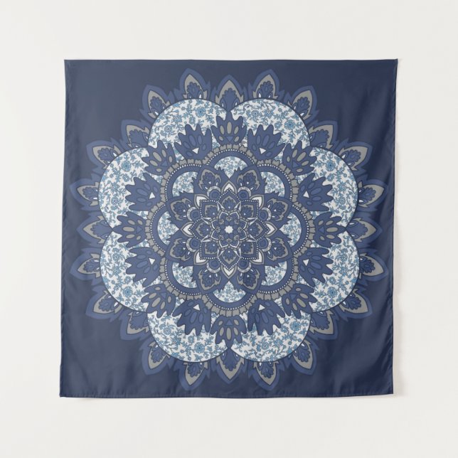 Blue Mandala Tapestry (Front)