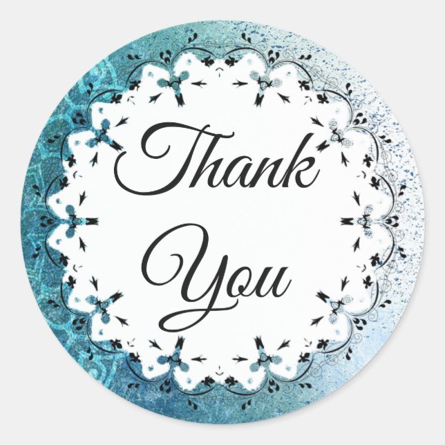 Blue Mandala Thank You Stickers (Front)
