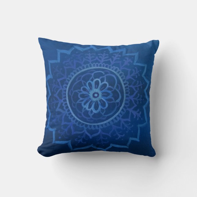 Blue mandala Throw Cushion 41 cm x 41 cm (Front)