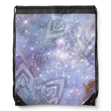 Blue Mandala Universe Zen Drawstring Bag