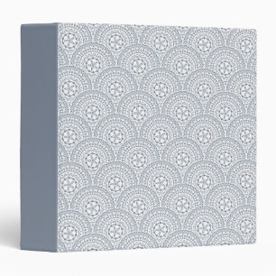 Blue mandala waves pattern on white background 3 ring binder