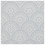 Blue mandala waves pattern on white background fabric