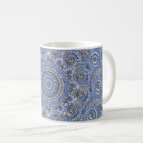 Blue Mandala With Beach Sea Life Words Coffee Mug