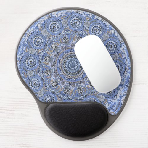 Blue Mandala With Beach Sea Life Words Gel Mouse Pad