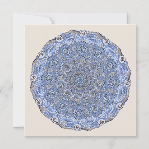 Blue Mandala With Beach Sea Life Words Holiday Card