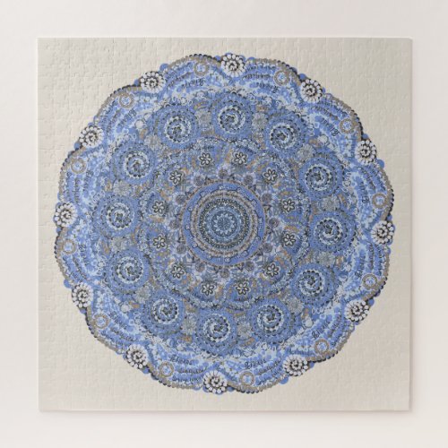 Blue Mandala With Beach Sea Life Words Jigsaw Puzzle