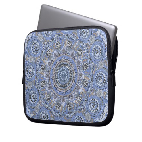 Blue Mandala With Beach Sea Life Words Laptop Sleeve