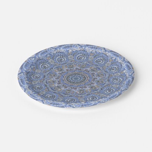 Blue Mandala With Beach Sea Life Words Paper Plates