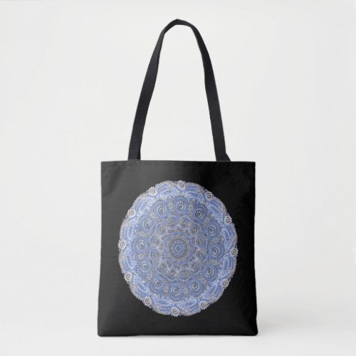 Blue Mandala With Beach Sea Life Words Tote Bag
