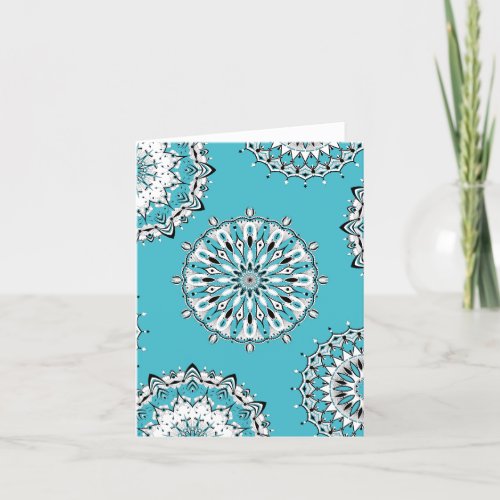 Blue Mandalas 2 Folded Greeting Card