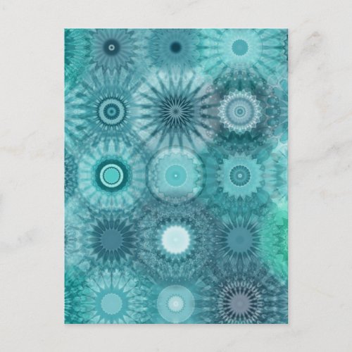 Blue Mandalas Abstract Ornate Pattern Postcard