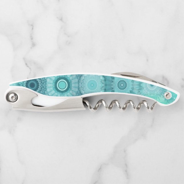 Blue Mandalas Abstract Ornate Pattern Waiter's Corkscrew (Front)
