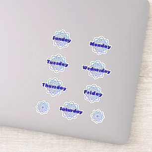 Blue Mandalas Days of the Week Planner Bold Font Sticker