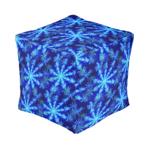 Blue Mandelbrot Fractal Starburst Crazy Wild  Pouf