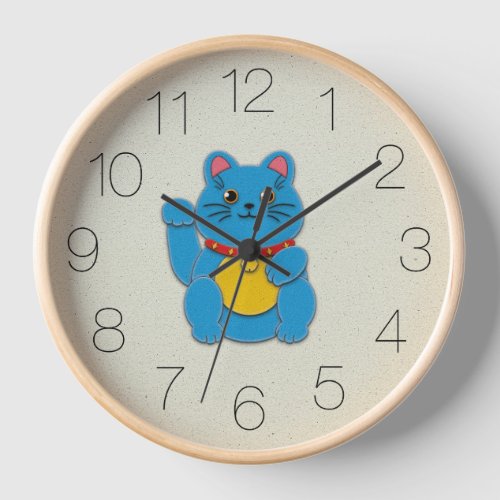 Blue Maneki_Neko Bringing Peace Stability clock