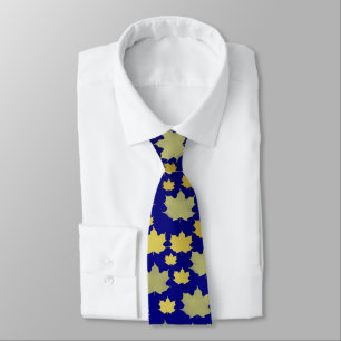 blue,maple, maple leaf, shiny, gold, metal,  neck tie