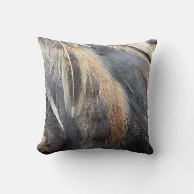 Blue Marans Feathers - Throw Pillow (Front)