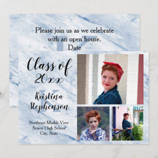 Blue Marble 3 Photo School Graduation Announcement