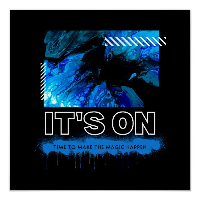 Blue Marble Abstract Acrylic Street Graphic Poster (Front)