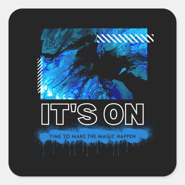 Blue Marble Abstract Acrylic Street Graphic Square Sticker (Front)