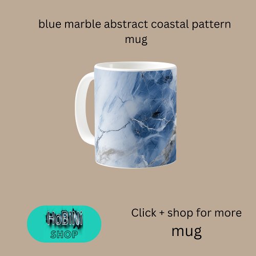 blue marble abstract coastal pattern coffee mug