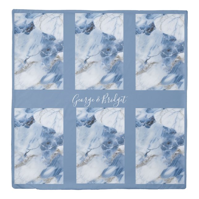 blue marble abstract coastal pattern duvet cover (Front)