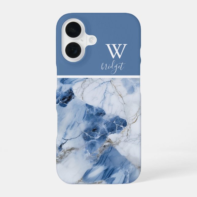 blue marble abstract coastal pattern iphone case (Back)