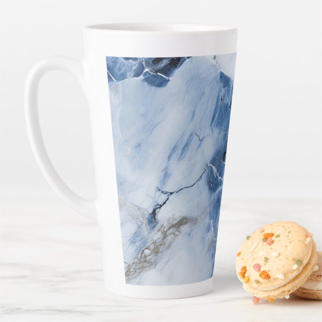 blue marble abstract coastal pattern latte mug (In Situ)