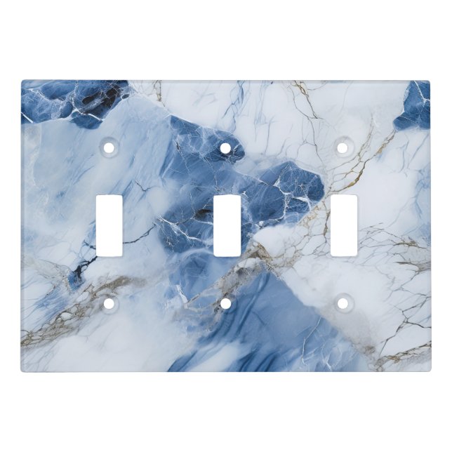 blue marble abstract coastal pattern light switch cover (Front)