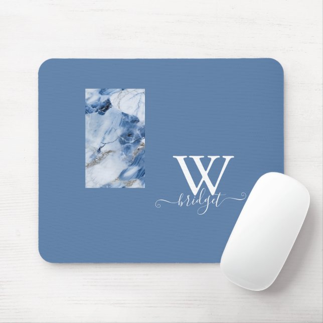 blue marble abstract coastal pattern mouse pad (With Mouse)