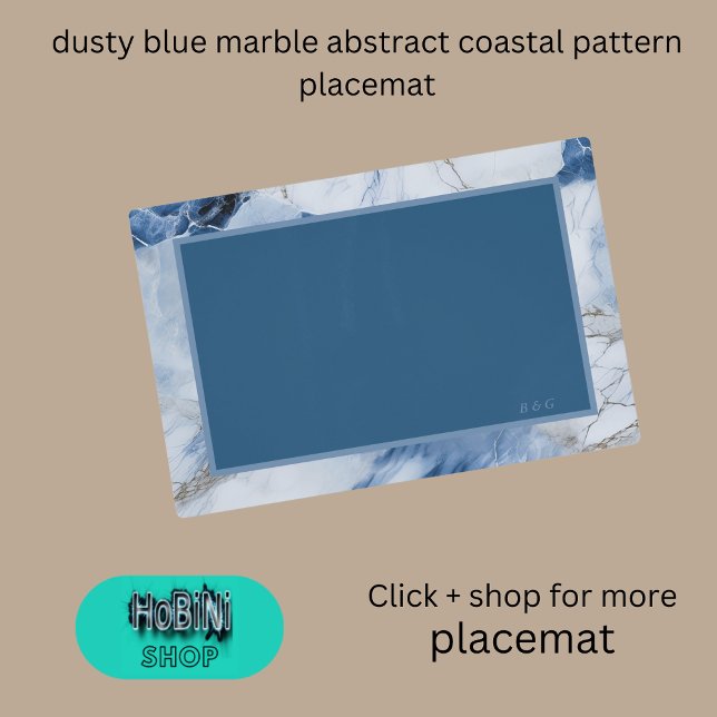 blue marble abstract coastal pattern placemat (dusty blue marble abstract coastal pattern placemat)
