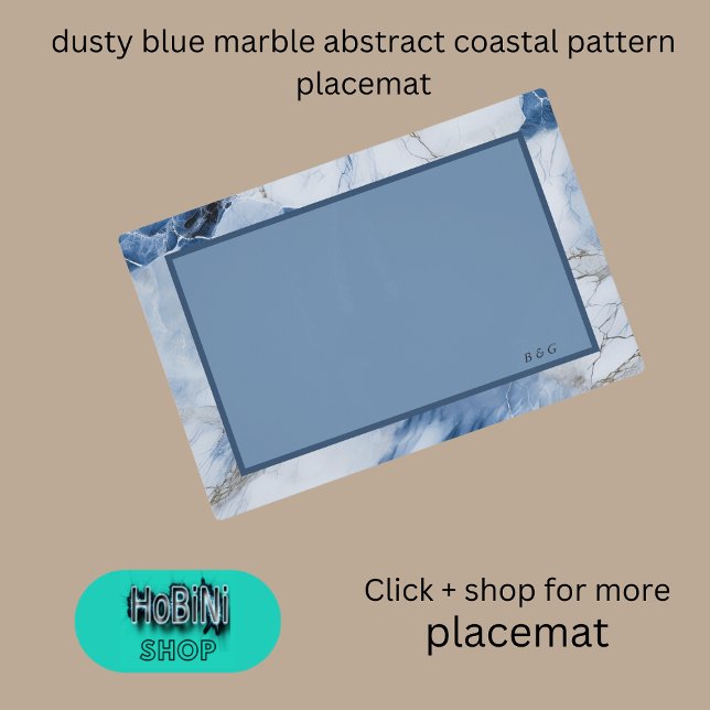 blue marble abstract coastal pattern placemat (dusty blue marble abstract coastal pattern placemat)