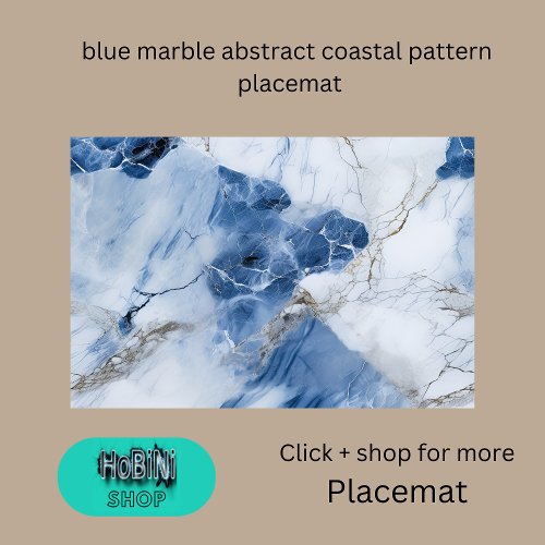 blue marble abstract coastal pattern placemat