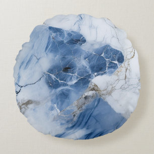 blue marble abstract coastal pattern round pillow