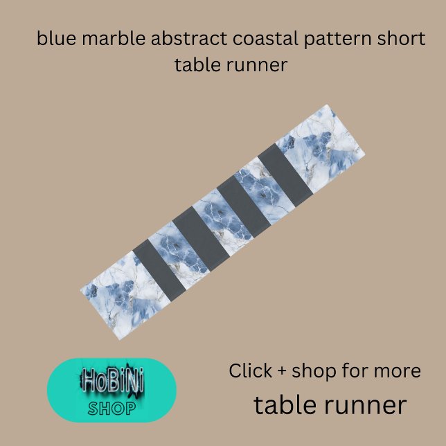 blue marble abstract coastal pattern short table runner (blue marble abstract coastal pattern short table runner)