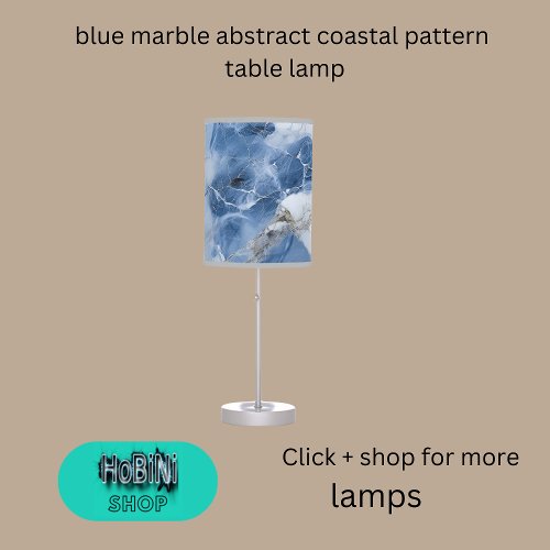 blue marble abstract coastal pattern table lamp