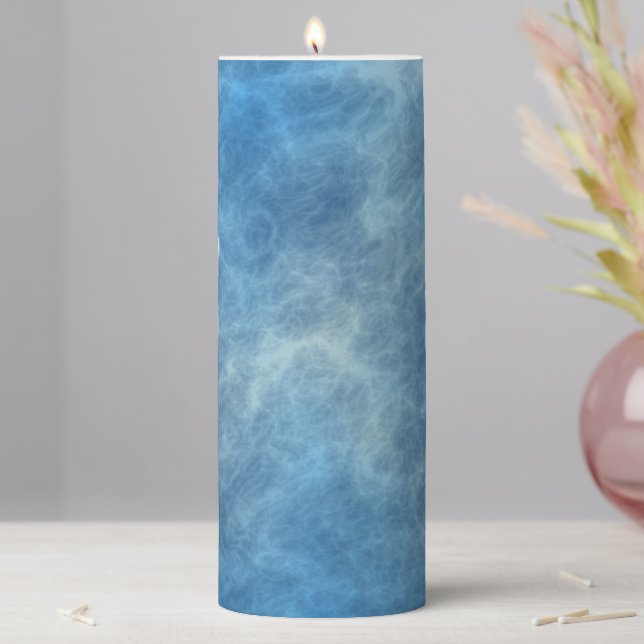 Blue Marble Abstract Pillar Candle (In Situ)
