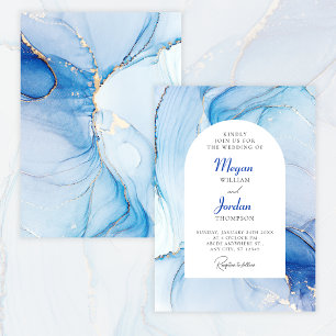 Blue Marble abstract wedding Invitation